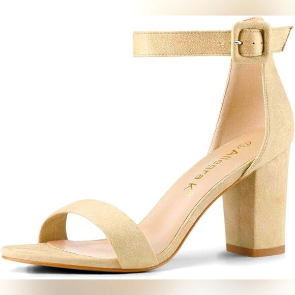 (44-3216) Allegra K Women's High Chunky Heel Buckle Ankle Strap Sandals Sz 8.5 - Picture 1 of 14